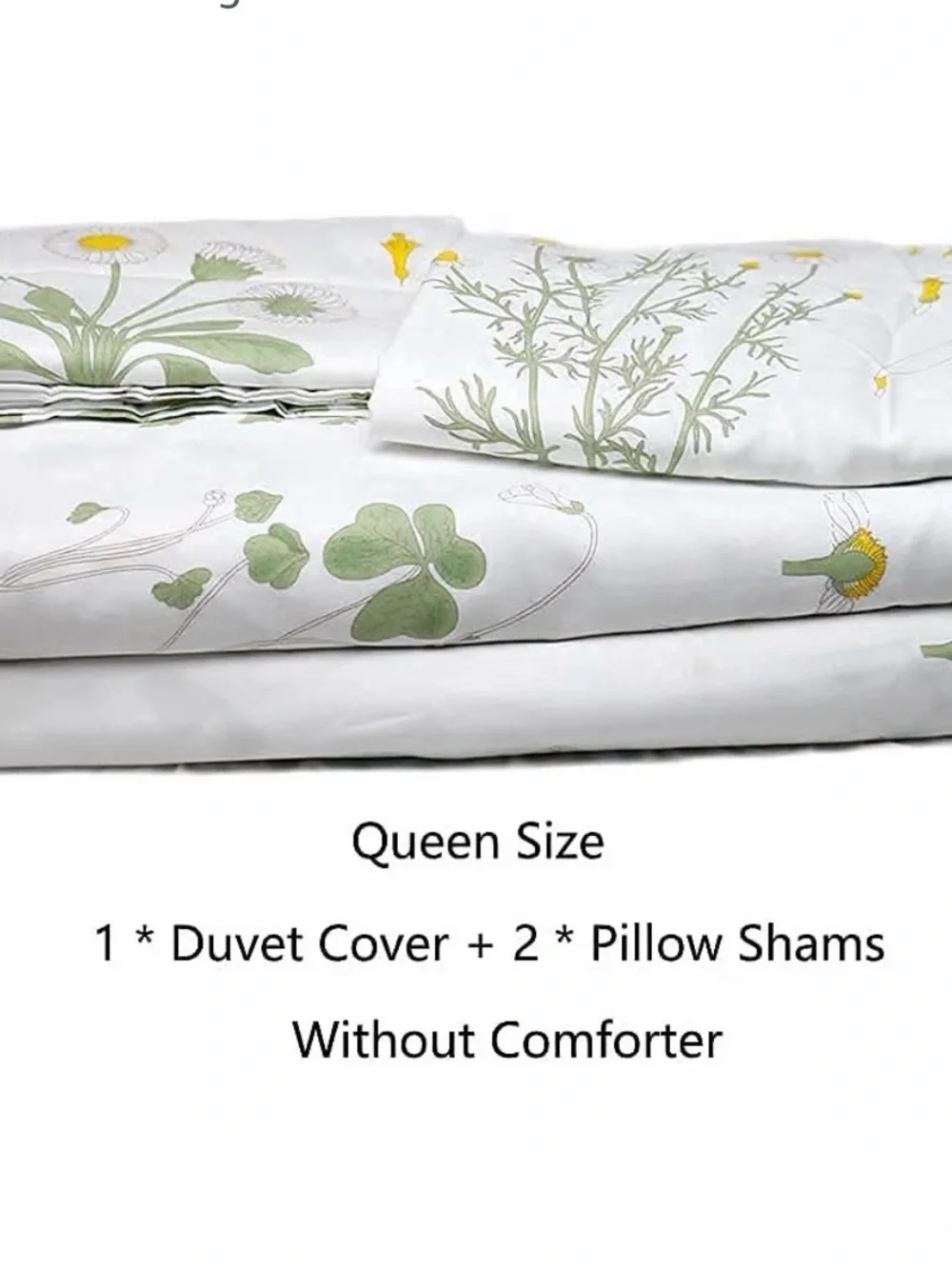 Floral Meadow Printed Comforter Set in White and Yellow Queen size